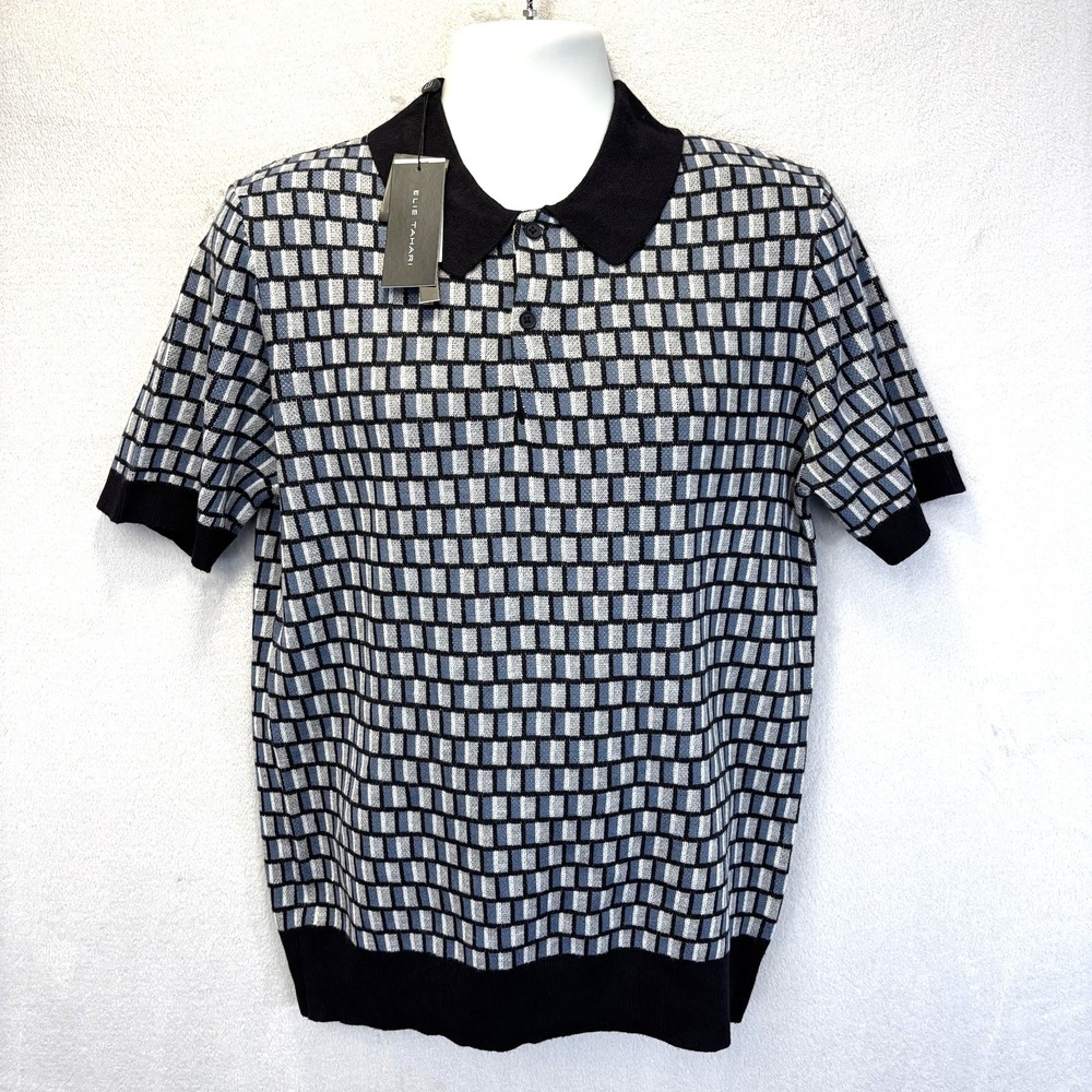 NWT‎ Elie Tahari Mens Knit Polo Shirt Small Wool Blend Collared Sweater Preppy
